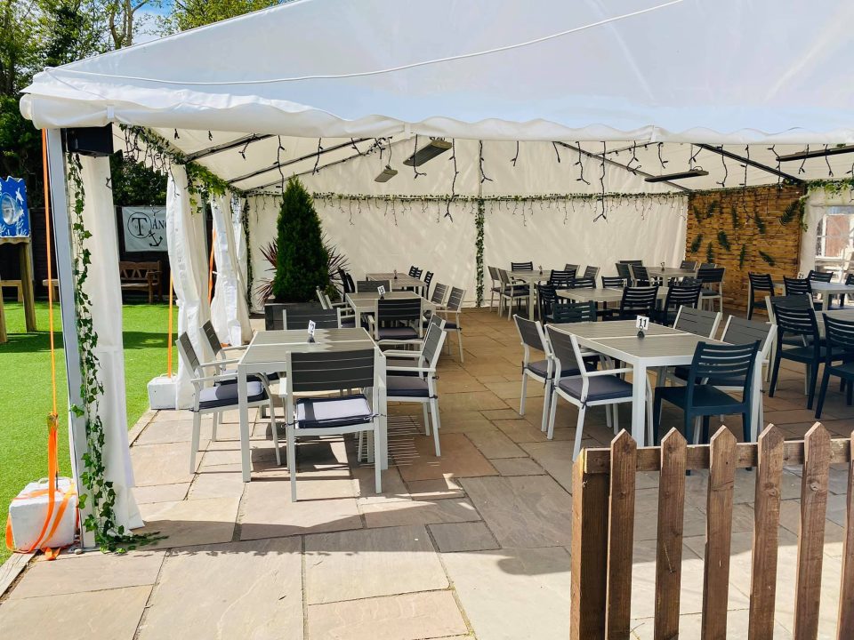 Come and sit in our outdoor seating area and enjoy a drink or some snacks with friends in the rural setting of Little Paxton, Saint Neots, Cambridgeshire.